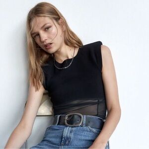 Zara Mesh Shoulder Pad Top